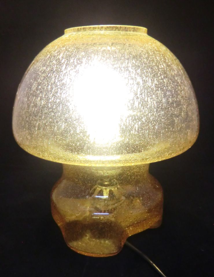 Glas-Tischlampe Pilzform, Vintage Leuchte, 60´s Mushroom Lamp in Reinbek