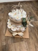 Windeltorte neutral beige Trockenblumen Blume Baby Geburt Bayern - Triftern Vorschau