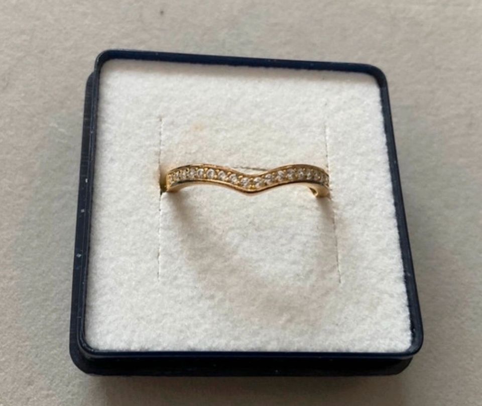 Goldener Ring Memory Ring mit Zirkonia 925 Silber vergoldet in Schorndorf