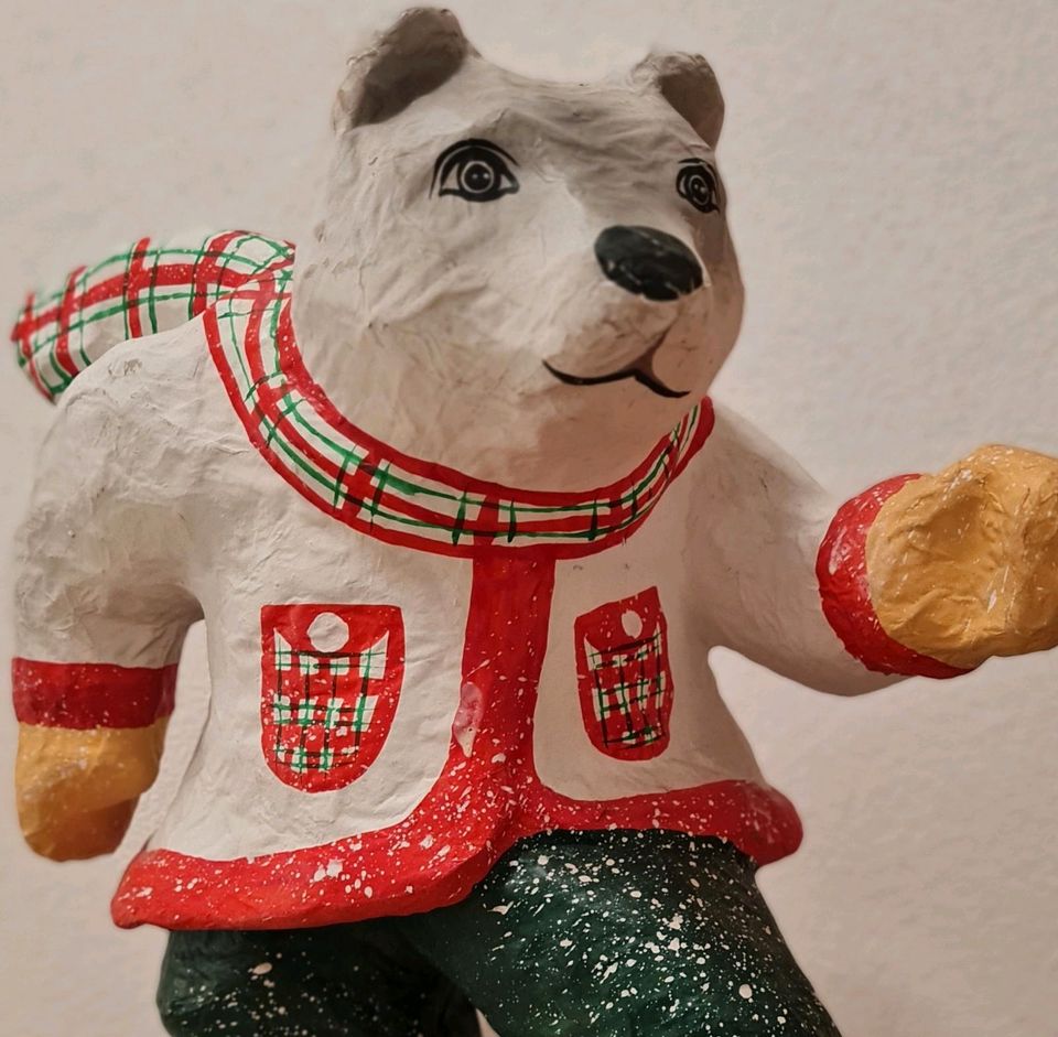 Deko Eisbär 45cm Figur Winter Schlittschuhe mit Eislauf in Langenau