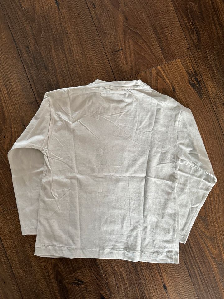 Shirt Oberteil Langarm Zara Pudel 110 weiss Perlen in Hannover