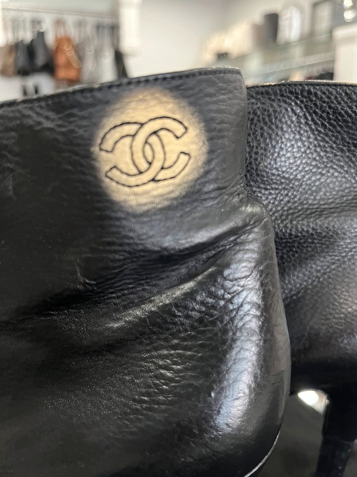 High Heel Ankle Boots von Chanel, Gr. 36, schwarz, Leder in Stapelfeld