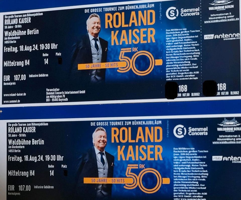 Roland Kaiser / 16.08.24 / Waldbühne Berlin / 2 Sitzplatztickets in Hohenstein-Ernstthal