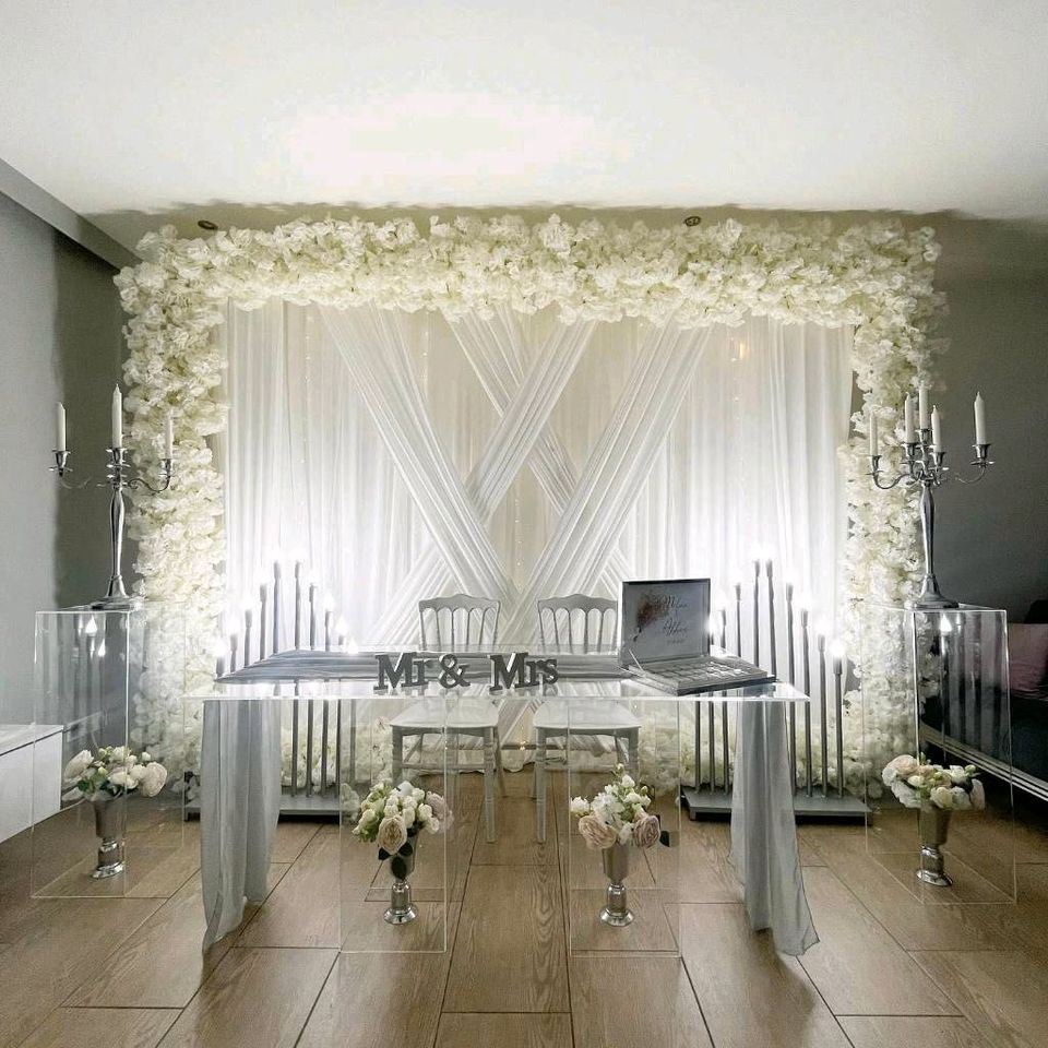 ✨️ Deko Verleih Plexiglas Tisch Vorhang Set Verlobung Hochzeit Nisan Verleih ✨️ in Wipperfürth