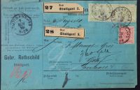 1888  WÜRTTEMBERG  Paketkarte u.a. Dreierstreifen 50 Pf.( Mi. 51) München - Milbertshofen - Am Hart Vorschau