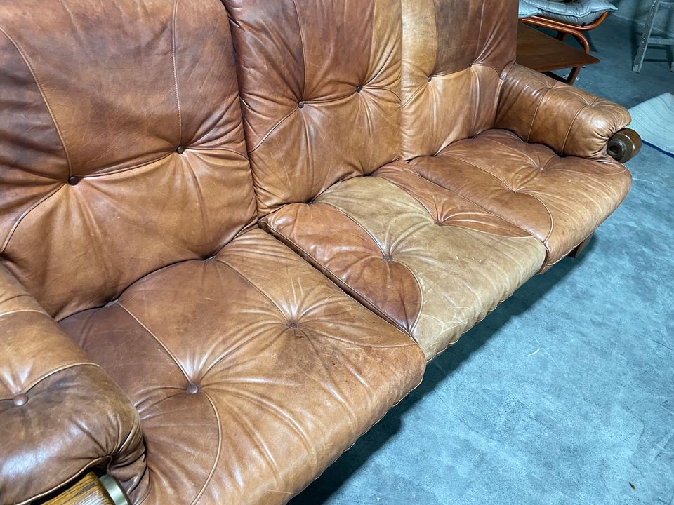 60er 70er 3-2-1 Ledersessel Sofa Ledersofa Sessel Vintage in Gescher