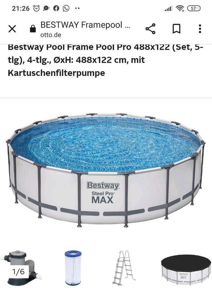 Bestway Steel Pro MAX Frame Pool-Set mit Filterpumpe und Leiter in Beverstedt