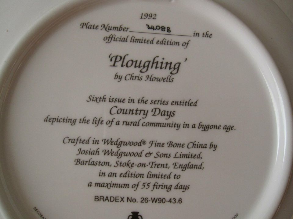 Wedgwood Sammelteller Wandteller "Ploughing" by Chris Howells in Wagenfeld