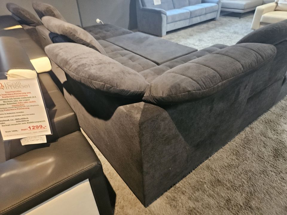 NEU XXL Wohnlandschaft Couch Bettfunktion + Kasten anthrazit %%% in Borken