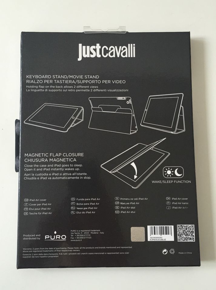 Just Cavalli iPad Air Hülle Neu Leopard lila blau in Oschatz