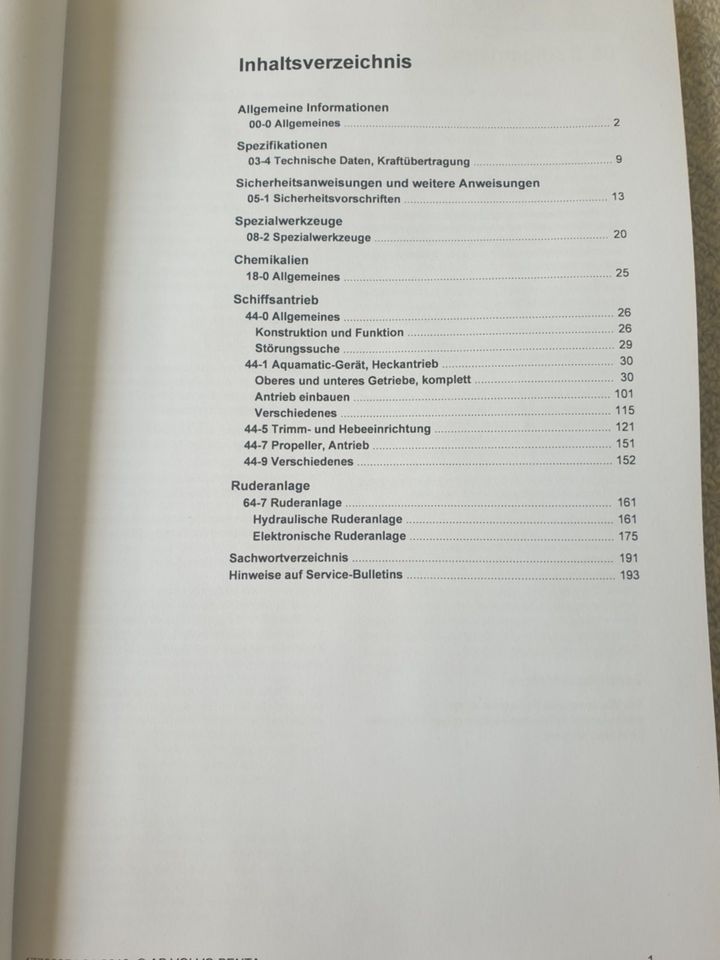 Volvo Penta Wekstatthandbuch für Antrieb DPH-A/B und DPR-A in Hamburg