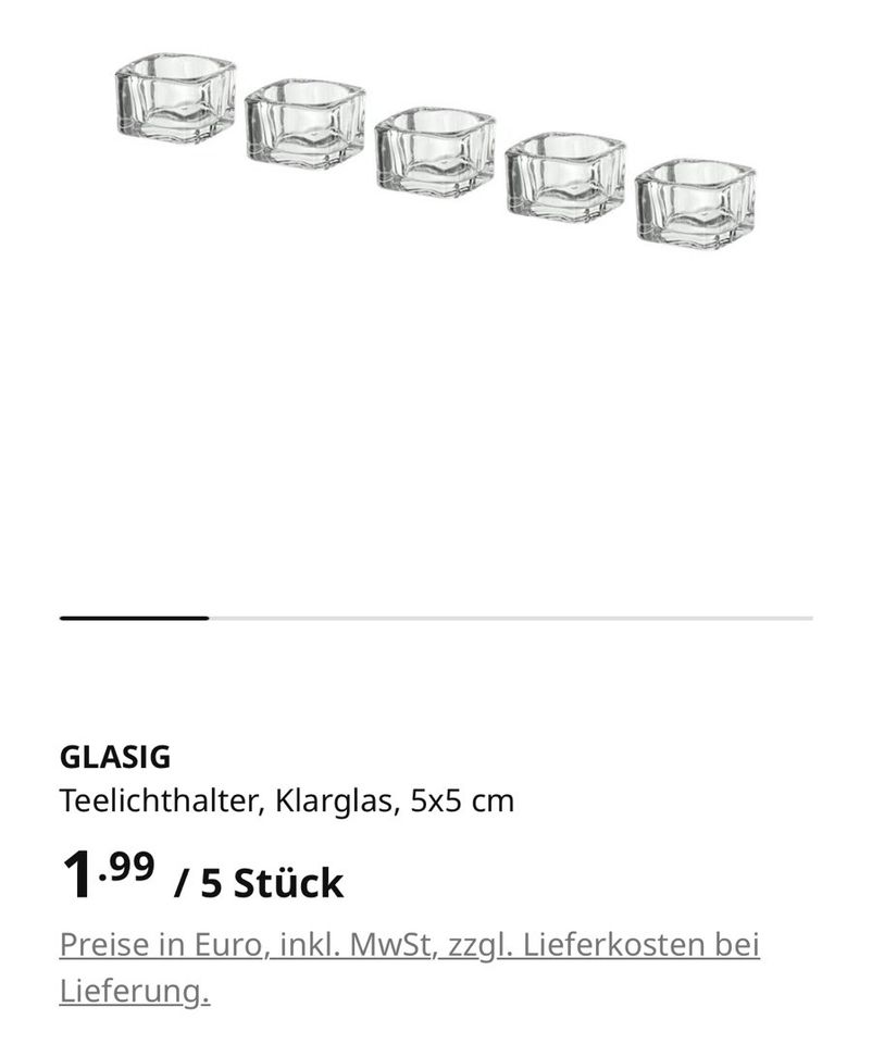 Glas Teelicht - Kerzenhalter in Westfehmarn