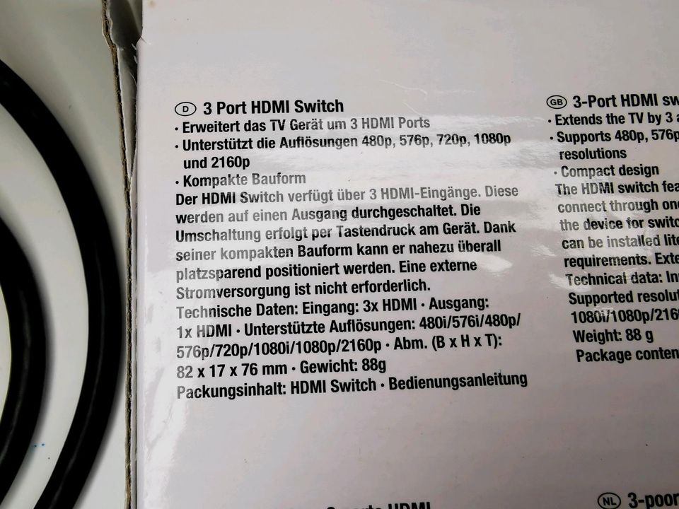 Basetech HM-SW301KT 3 Port HDMI-Switch Ultra HD-fähig 3840 x 2160 in Neusalza-Spremberg