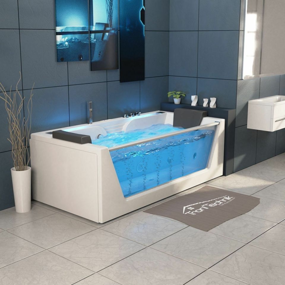 Luxus LED Whirlpool Badewanne SET 179x85cm +Heizung +Hydrojet +Oz in Hofkirchen