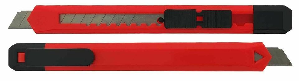6 x Cuttermesser 9mm flaches Kunststoffgehäuse rot Teppichmesser in Höhn