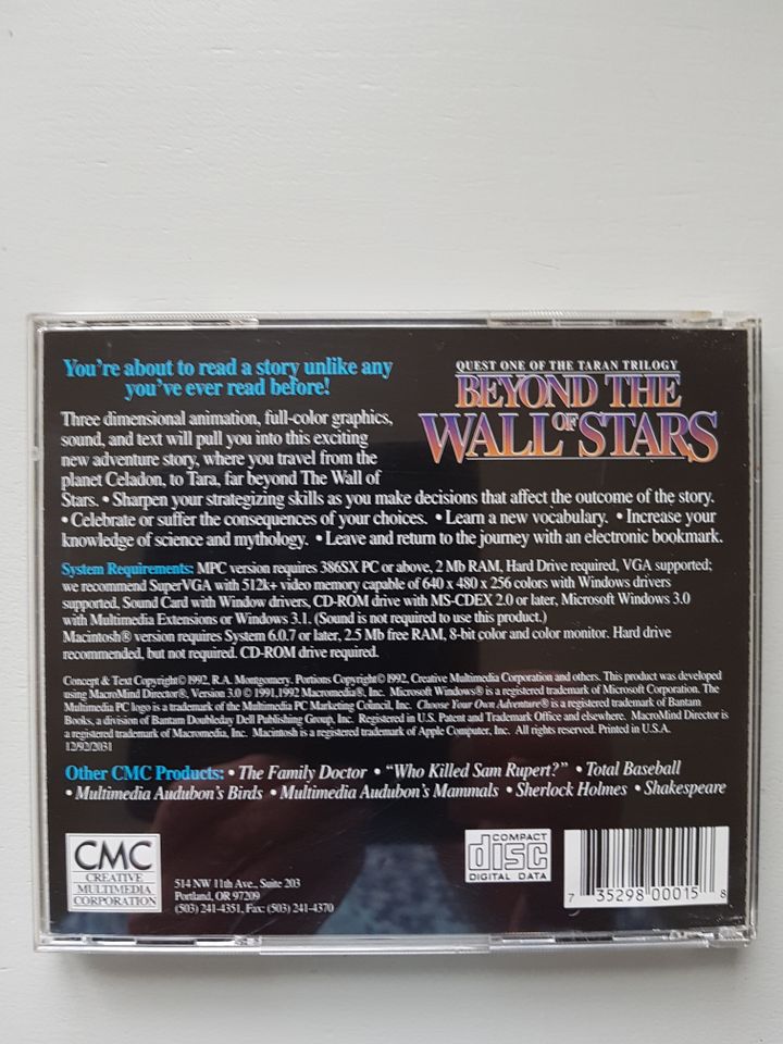 Beyond the Wall of Stars Deutsche Fassung CD 1992 Win 3.0 Rarität in Gottenheim