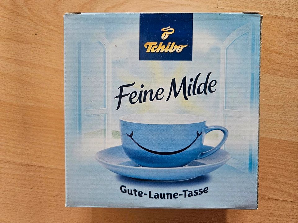Feine Milde Sammler tassen 4 Stück hellblau gute Laune in Gera