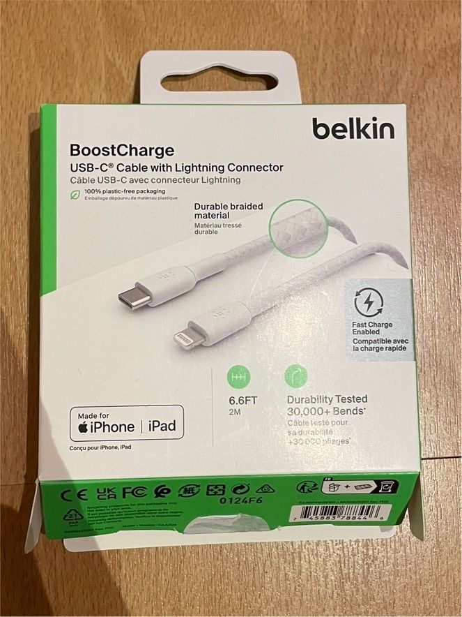 Belkin Boost Charge Ladekabel iPhone Lightning USB-C Textil Stoff in Frankfurt am Main