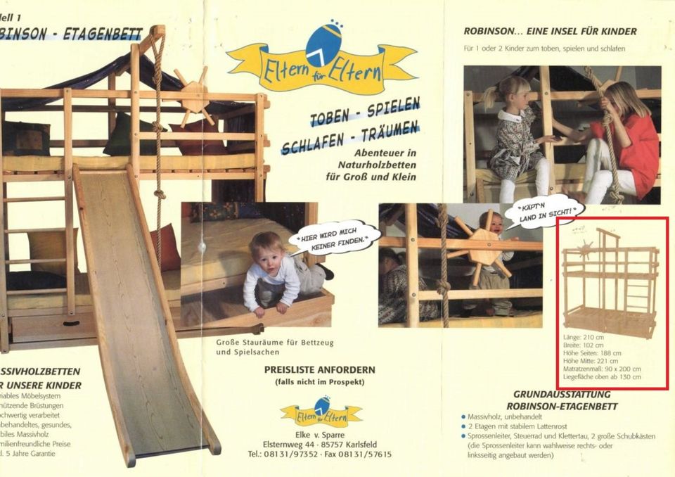 Massivholz Abenteuerbett für Kinder und Erwachsene bis 100kg in Köln