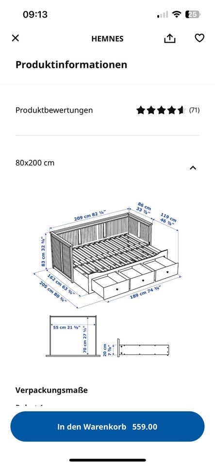 Hemnes Tagesbett inkl. unbenutzter Matratzen in Nürnberg (Mittelfr)