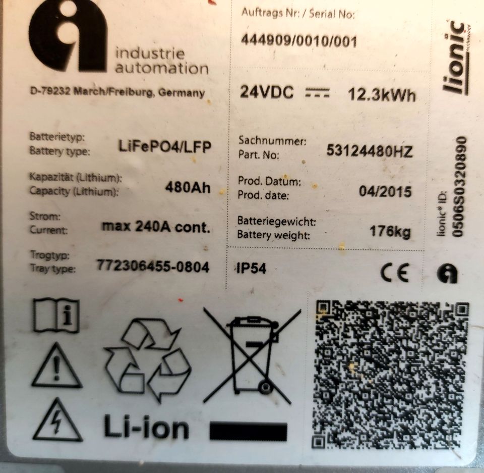 Li- Lifepo4 24V 12,3kWh,Staplerakku, PV Speicher Batterie in Salem