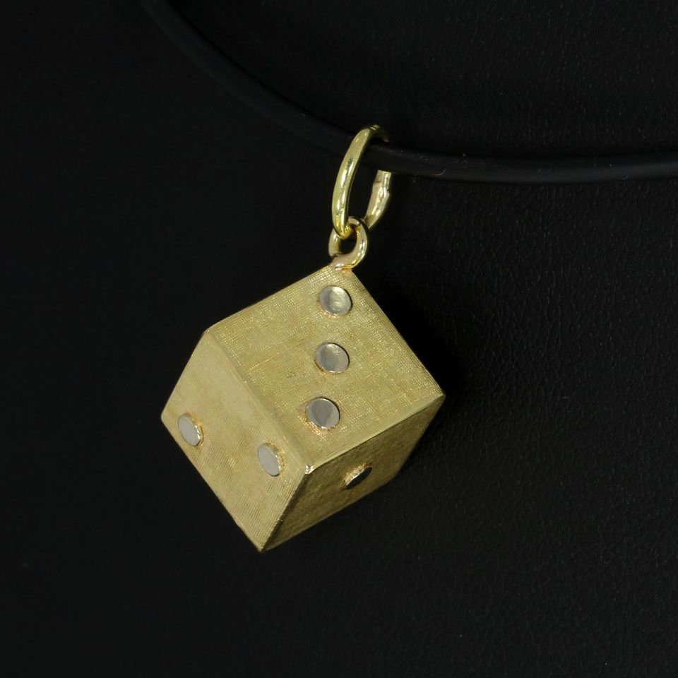 M*201358 WERT 590,- Würfel Dice Luck 585 Gold 14 KT Anhänger XXYY in Essen