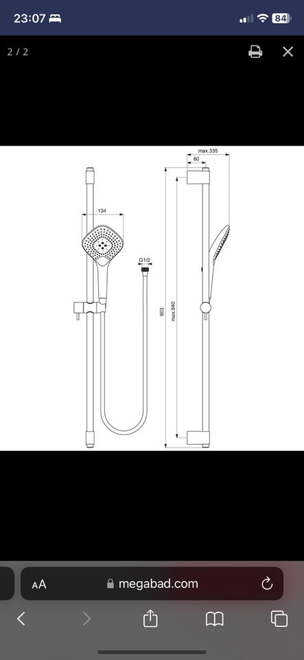 Idealrain Evo Brauseset Diamond , 90cm Brausestange in Mülsen