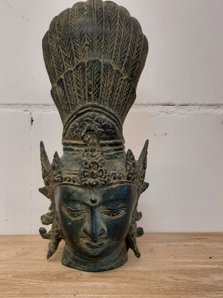 Shiva Kopf aus Bronze  31cm Buddha Tara Dewi Thailand Asien in Kalkar