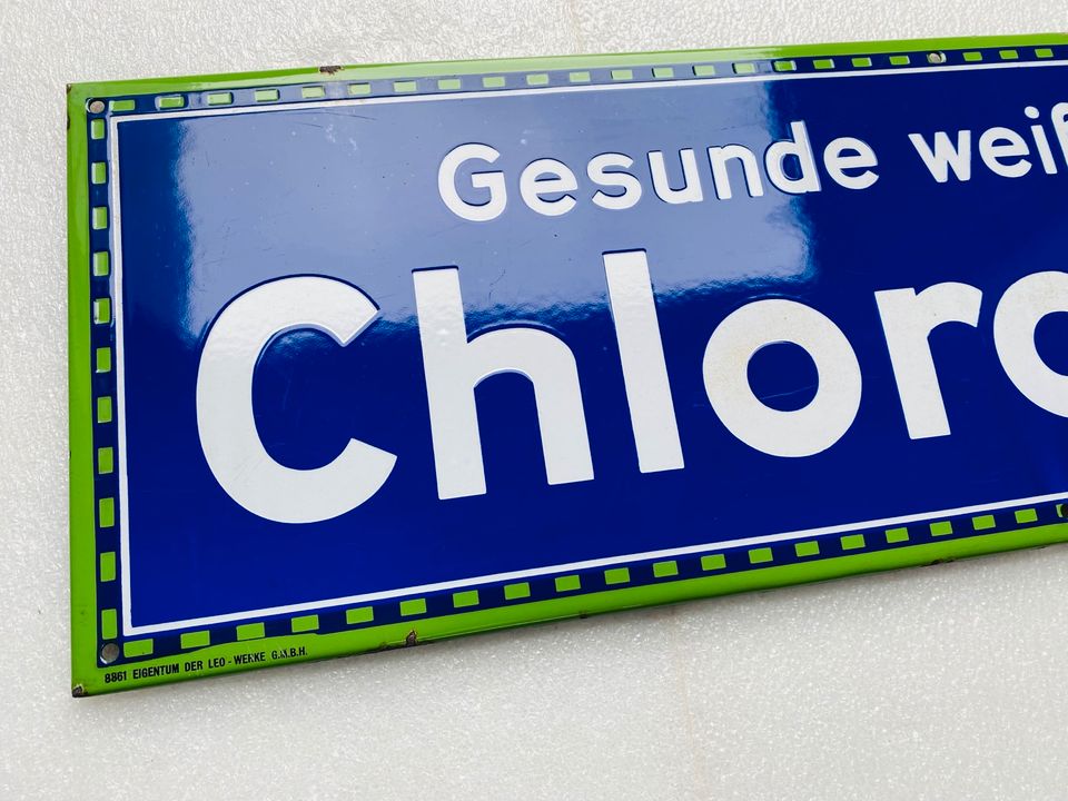 ‼️ EMAILSCHILD Chlorodont Zahnpasta Emailleschild um 1930 in Schiffweiler