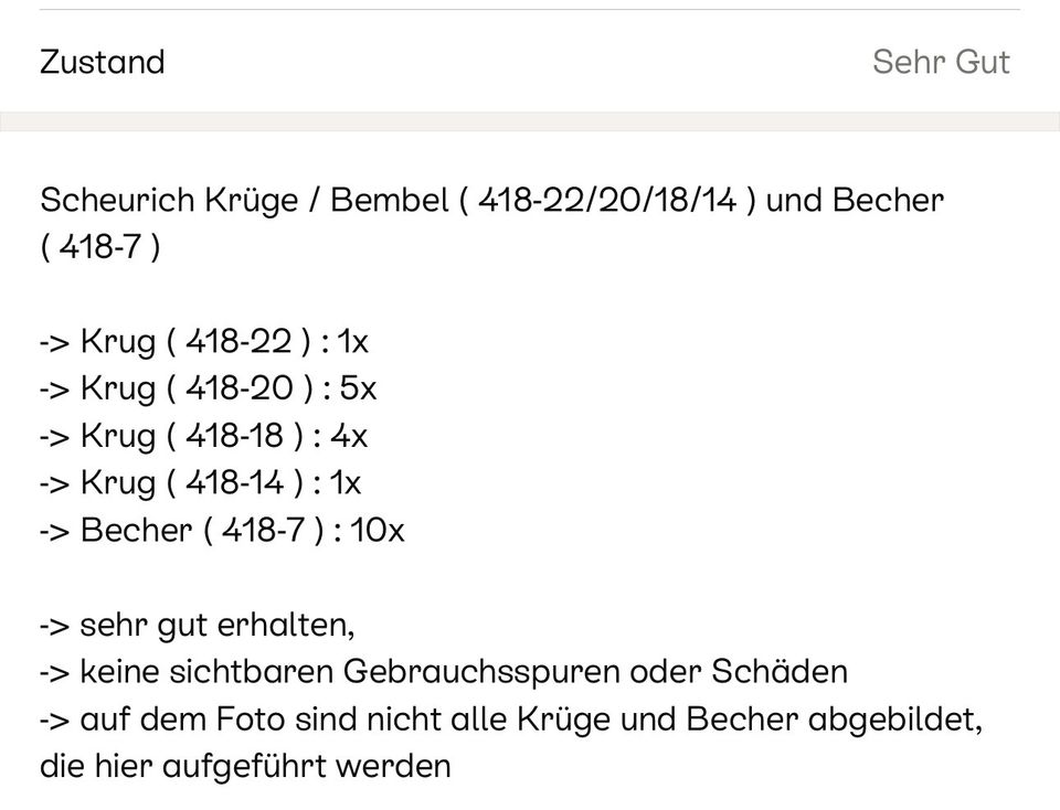 Scheurich Krüge und Becher ( Paket Nr. 2 ) in Triefenstein