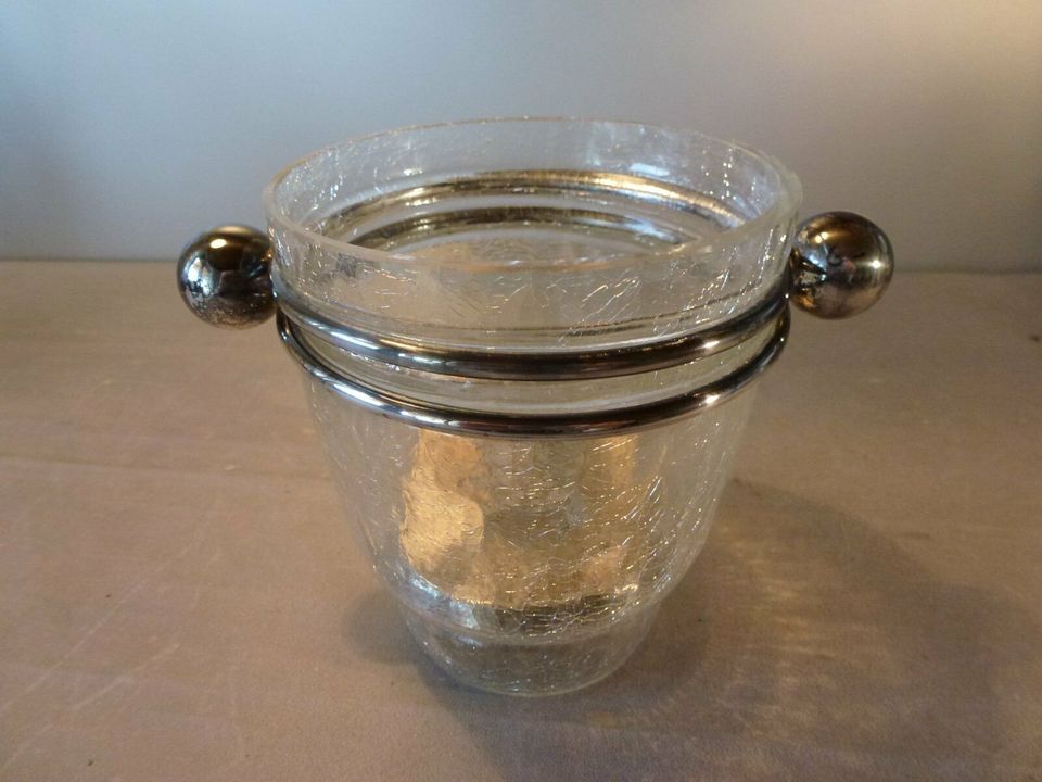 Eiswürfelbehälter Craquele Glas mit  Einsatz 50/60 versilbert in Giengen an der Brenz