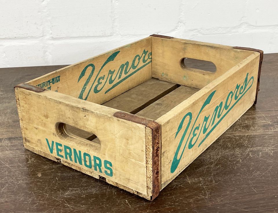 VINTAGE USA VERNORS GINGER ALE KISTE HOLZKISTE ANTIK ABLAGE BOX in Hamm