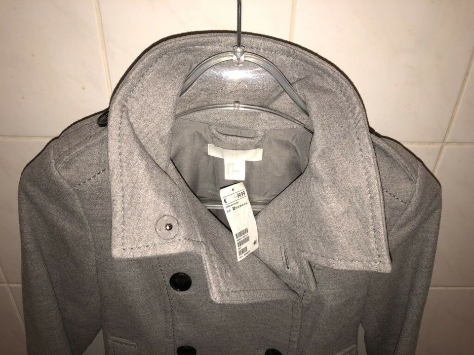 H&M Jacke Mantel 32/34 XS Grau Militär Damen Wolljacke NEU Winter in Weinheim