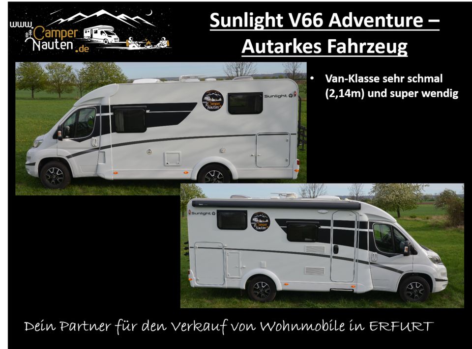 AUTARKES Wohnmobil KAUFEN Sunlight V66 Adv., Solar, 230V WR in Erfurt