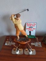 Holzfigur Golfer Golfspieler Golf Club Buchstützen  Blechschild Sachsen-Anhalt - Zabakuck Vorschau