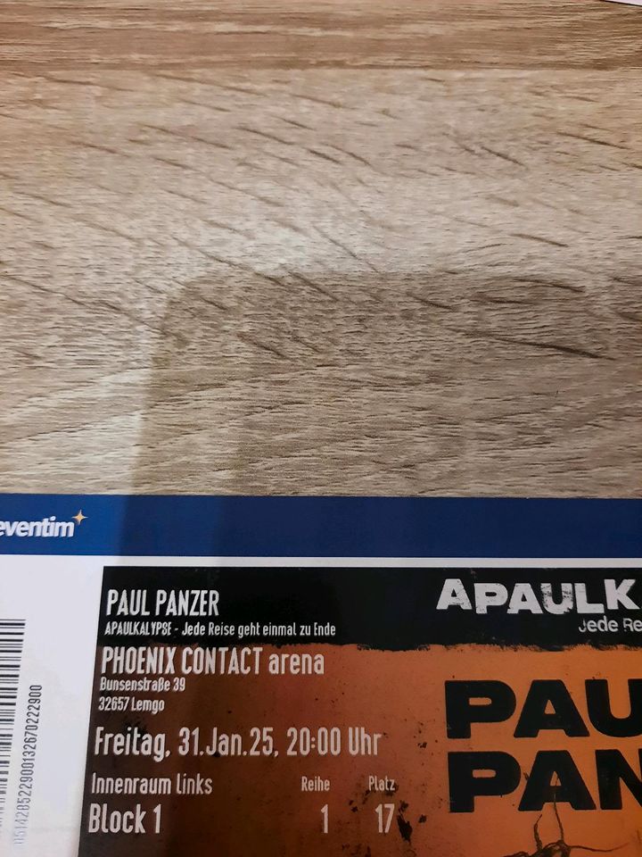 1× PAUL PANZER TICKET FÜR LEMGO PHOENIX CONTACT ARENA KOBLENZ in Voerde (Niederrhein)