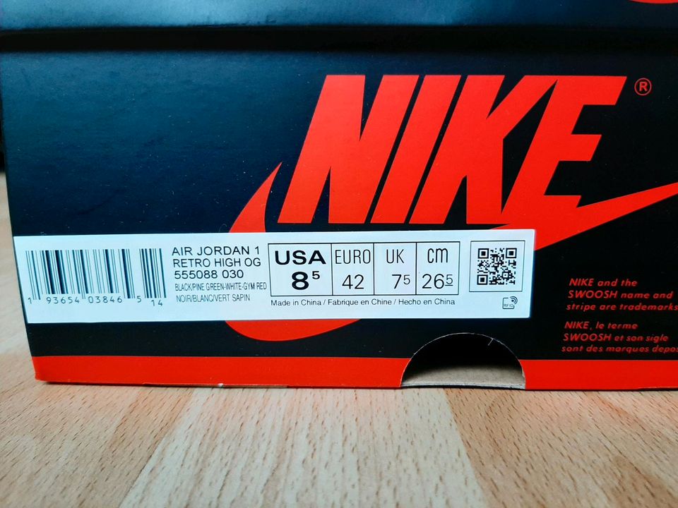 Nike Jordan 1 Retro High OG Pine Green EU 42 US 8,5 Sneaker in Köln