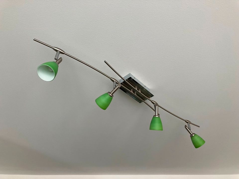 Deckenleuchte chrom / grün, 4x eingebaute LED Lampe in Weihenzell