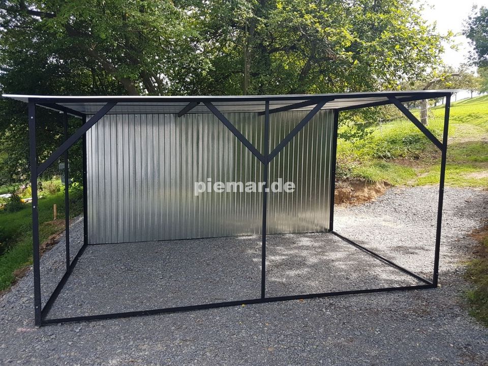 Blechgarage 6x3x2,14m mit Carport Gerätehaus mit Aufbau / 9334! in Schwäbisch Hall