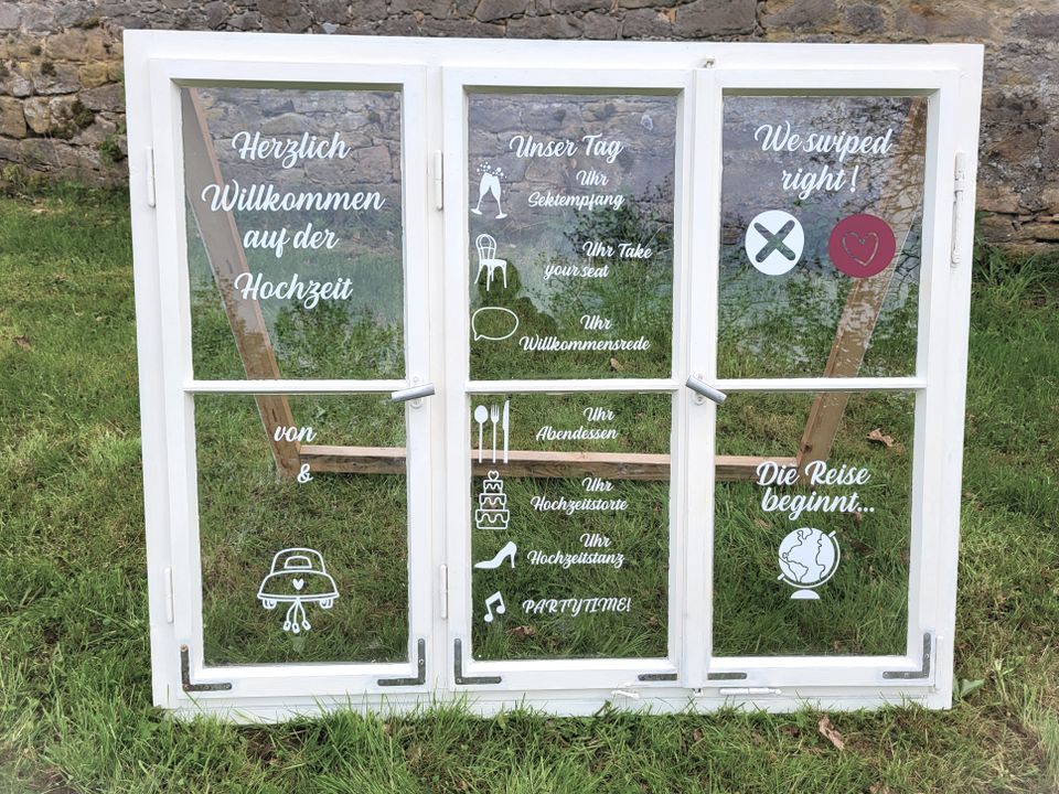 MIETE Hochzeit Dekoration Schild Tagesablauf Vintage Fenster in Fulda