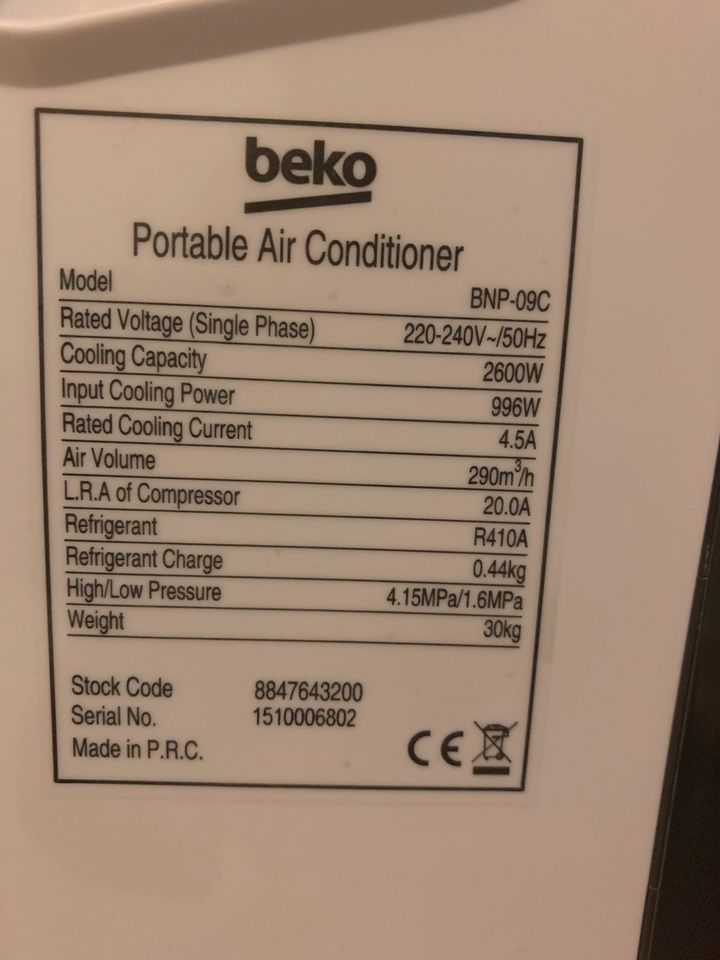 Klimaanlage mobil Beko BNP-09C in Brunnthal