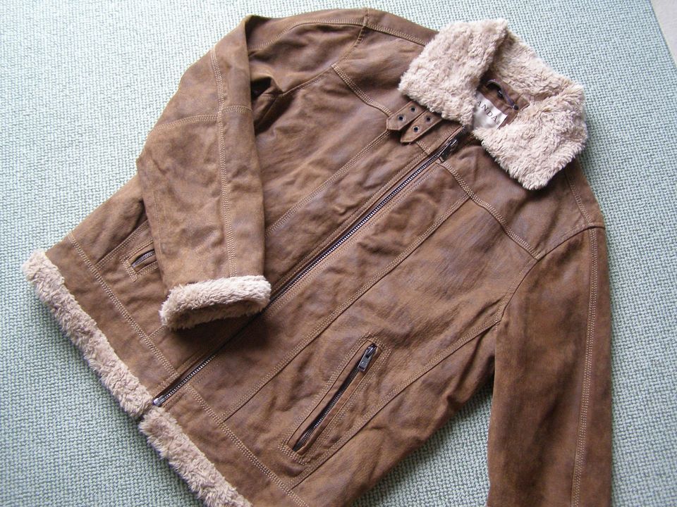 NEU - Echtleder Lederjacke mit Kunstfell Gr. 50 von Canda by C&A in Wittgensdorf