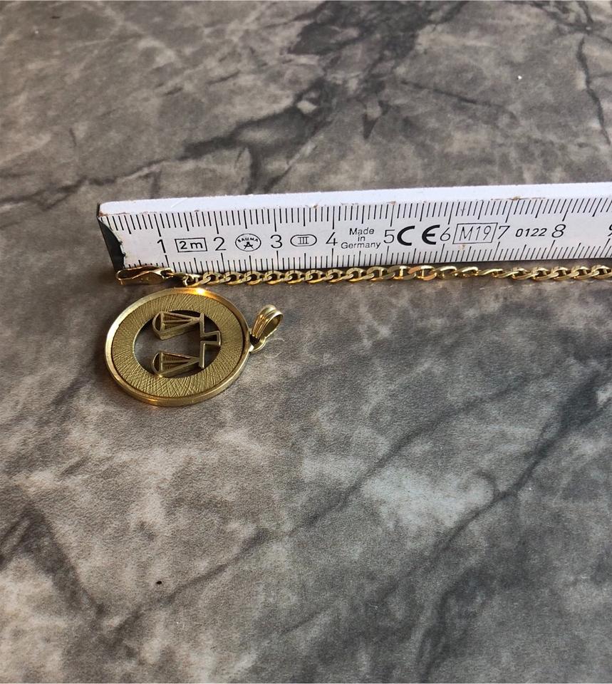 Goldkette Anhänger 585 14K Taufe Kinder Waage Gold Sternzeichen in Bremen
