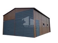 Blechgarage 6x8,5m 2x Schwingtor Dachrinnen Holzoptik TS195 Sachsen - Görlitz Vorschau