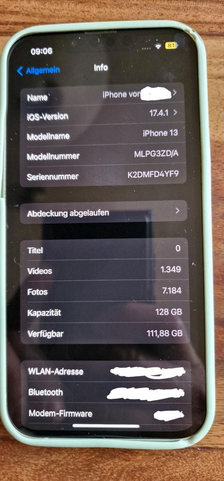 Iphone 13 weiß 128 gb mit Original Cover in Lübeck