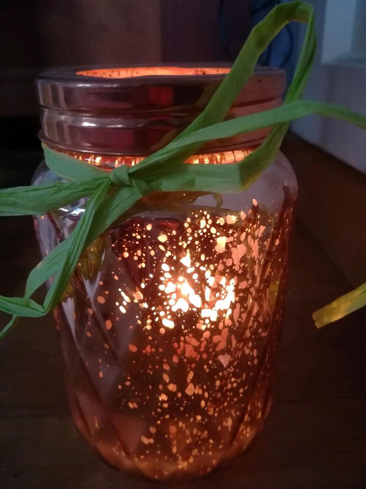 süßes Windlicht, Glas, kupferfarben in Hilchenbach