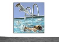 Gemälde 110x110 Pool Hunde Bild blau Mops Jack Russel 450,00€* Mitte - Wedding Vorschau