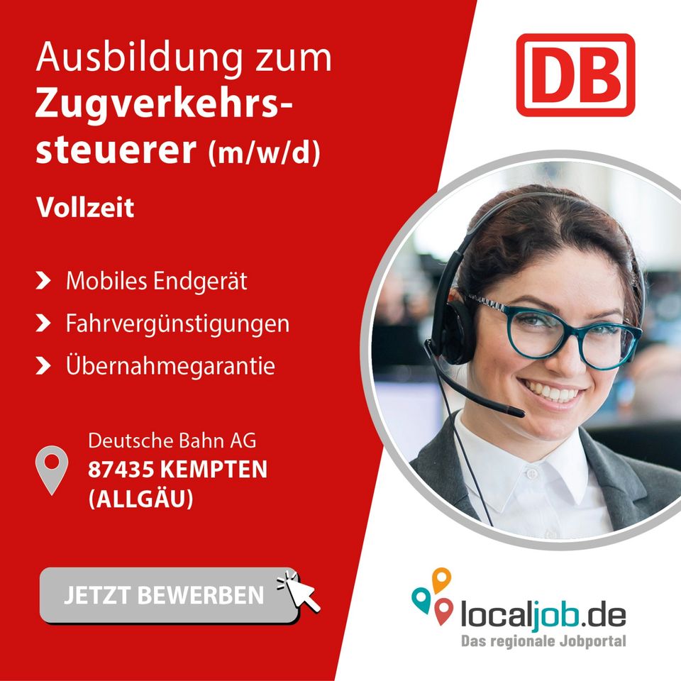 AZUBI zum Zugverkehrssteuerer (w/m/d) in Kempten gesucht | www.localjob.de in Kempten