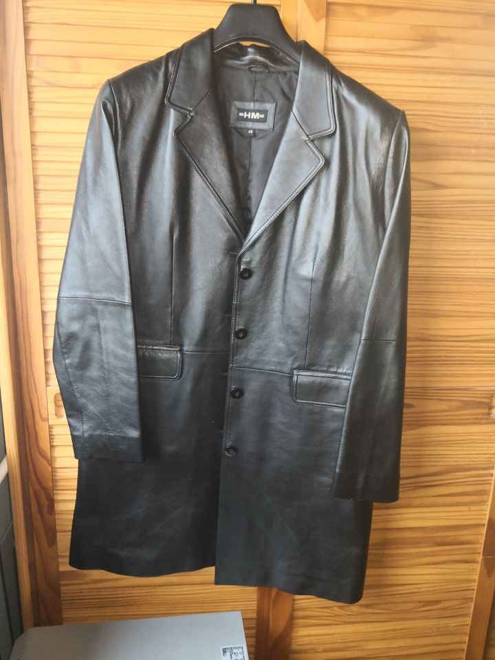 DDR Retro Vintage Mantel Blazer Leder Damen schwarz Größe L in Erfurt