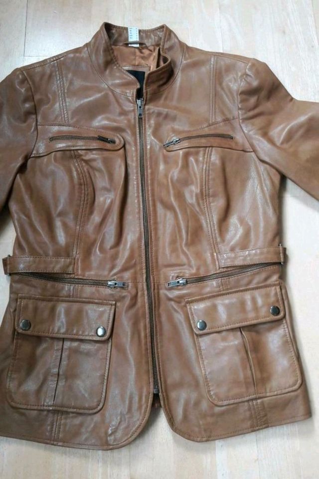 Lederjacke, Lammnappa, tailliert, cognac, Damen, Gr. 40, M in Rudolstadt